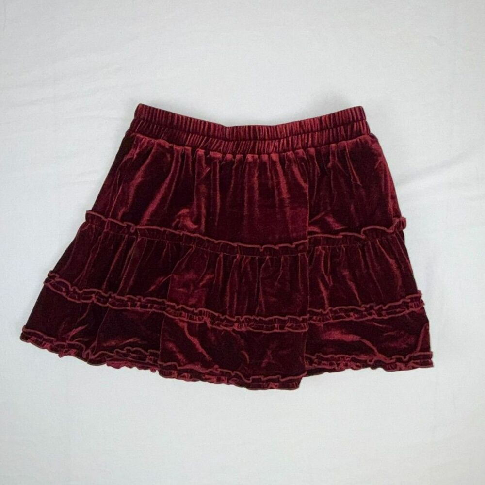 Velvet Mini Ruffle Skirt w/ Pockets - M - NWT